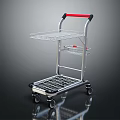 Practical Metal Utility Cart With Two Tier Wire Mesh Shelves Red Handle And Wheels