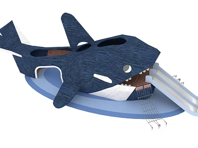 Shark Shaped Outdoor Playground Equipment With Slide For Kids Play Fun 3d model