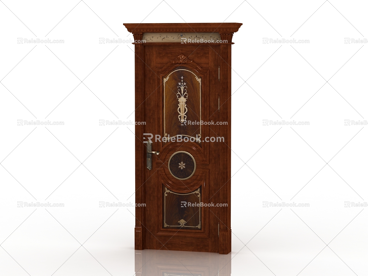 European-style solid wood door interior door door 3d model