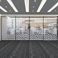 Modern Public Office Space With Glass Partitions Open Layout And Recessed Lighting