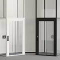 Modern White And Black Glass Door Elevators With Sleek Metal Frame Design