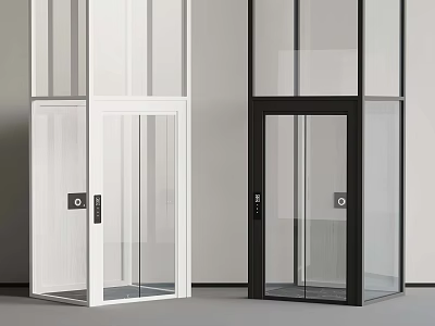 Modern White And Black Glass Door Elevators With Sleek Metal Frame Design 3d model