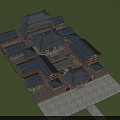 Traditional Ancient Architecture With Courtyard Layout Multiple Roofs Wooden Structure Overhanging Eaves Stone Slab Ground