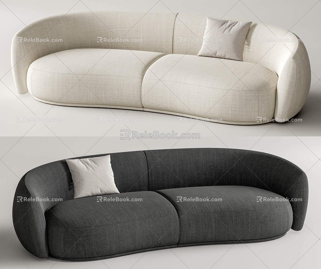 Modern Double Sofa Curved Sofa Shaped Sofa 3d model