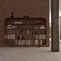Modern Bookshelf Bookcase Cement Column Art Paint Modern Wooden Bookshelf Modern Bookcase 3d model
