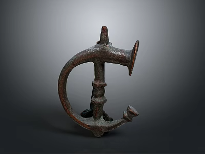 Ancient Bronze Sculpture With Curved Structure And Intricate Carving Details 3d model