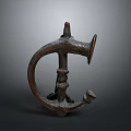 Ancient Bronze Sculpture With Curved Structure And Intricate Carving Details