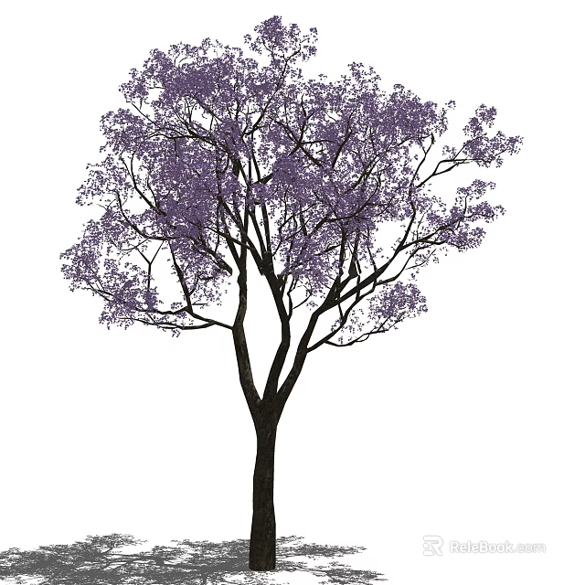 Lush Purple Flowering Arbor With Dark Trunk And Elegant Branches 3d model 