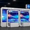 Modern Tech Style Display Cabinet With Double Screens And Dynamic Charts
