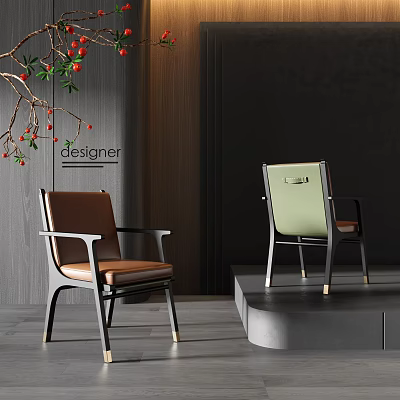 New Chinese Dining Chair Single Chair Dining Chair Combination 3d model