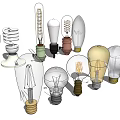 Various Light Bulbs With Different Shapes And Vintage Modern Designs 3d model