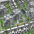 Urban City Planning Layout Aerial View With Residential Buildings And Green Areas