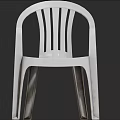 White Plastic Leisure Chair With Curved Backrest Slatted Design Simple Modern Style