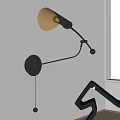 Modern Adjustable Wall Lamp With Curved Metal Arm And Round Base Beige Shade Design