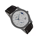Elegant Automatic Wrist Watch With Silver Dial Blue Hands Moon Phase And Black Leather Strap