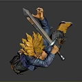 Anime Character With Blonde Spiky Hair Blue Jacket Green Pants Baseball Bat In Dynamic Stance