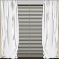 Elegant Beige Curtains with Sheer Panels and Blinds in Indoor Window Scene