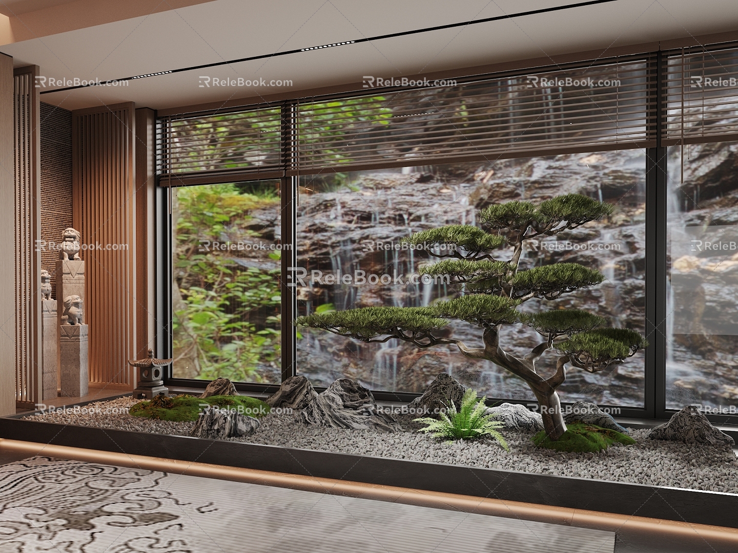 New Chinese style landscape sketch interior landscaping 3d model