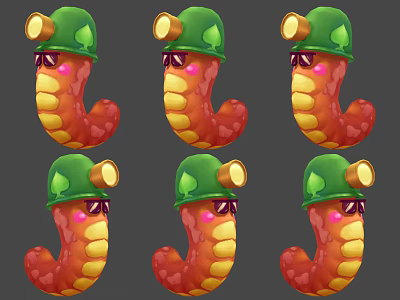 Cute Cartoon Game Character With Green Hat Purple Sunglasses And Orange Red Striped Body 3d model