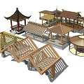 New Chinese Style Pavilion Wooden Pavilion 3d model