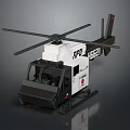 Detailed Helicopter Model In White And Black With Visible Cockpit Rotors And ATV Markings