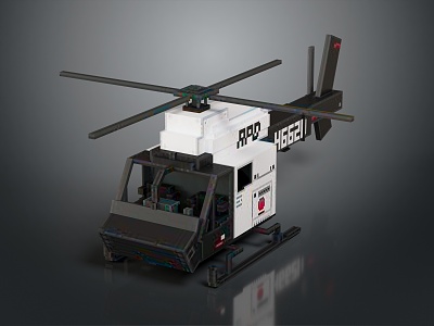 modern helicopter voxel helicopter toy helicopter 3d model