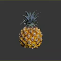 Fresh Ripe Pineapple With Vibrant Yellow Skin And Green Leafy Crown