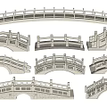 Various Styles of Landscape Bridges With Arched Structures and Decorative Railings