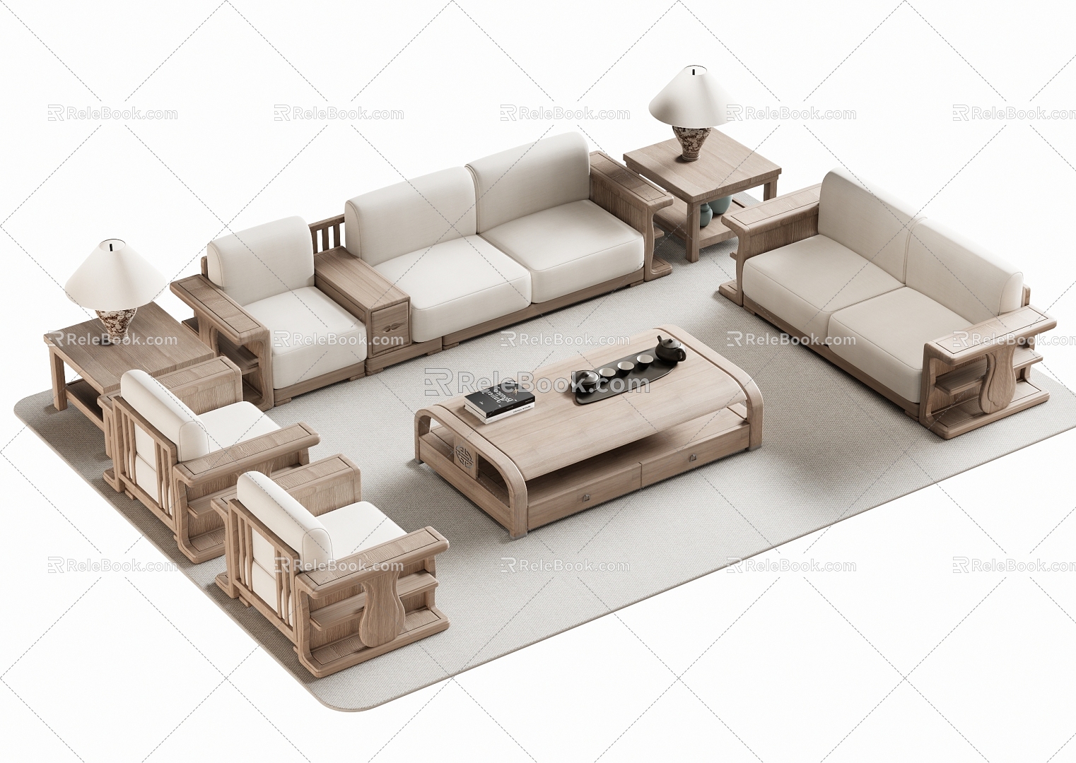 New Chinese Sofa Coffee Table 3d model