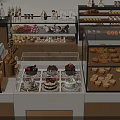 Modern Dessert Shop Interior Featuring Glass Display Cases With Fresh Pastries And Cakes