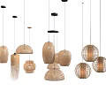 Natural Woven Rattan Pendant Lights with Various Shapes and Modern Design Styles