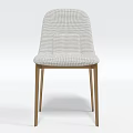Modern Dining Chair With Light Gray Striped Fabric Square Cushion And Light Brown Wooden Legs