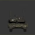 Modern Military Tank With Camouflage Paint Multiple Antennas Cannon Tracks And Top Equipment