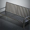 Modern Outdoor Bench With Metal Slatted Design Sturdy Frame And Armrests