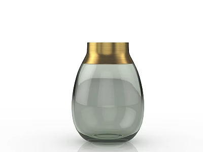 Green Glass Vase With Gold Rim For Modern Home Decor Accent 3d model