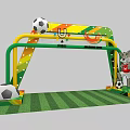 Colorful Soccer Goal Featuring Wolf Mascot And Soccer Balls On Green Turf