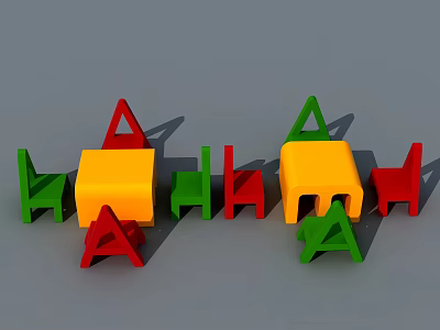 Modern Children's Tables and Chairs 3d model