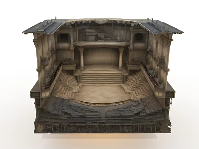 Ancient Architecture Interior Featuring Classical Stage Stone Steps And Ornate Carvings 3d model