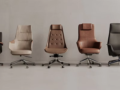 Modern Leather Office Chairs With Swivel Function Various Styles And Multiple Colors 3d model