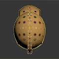 Ancient Golden Helmet With Ornate Gemstone Decorations And Red Accents