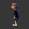 Cute 3D Cartoon Character With Yellow Cap Navy Blue Uniform And Red Tie
