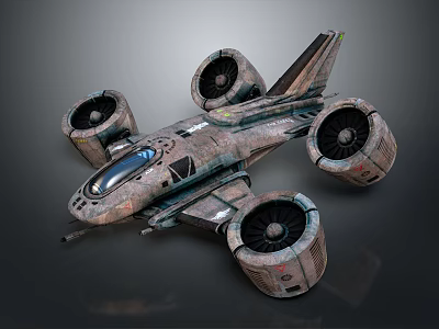 3D Rendered Cosmic Spaceship With Four Large Engines And Textured Body 3d model