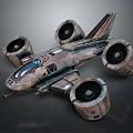 3D Rendered Cosmic Spaceship With Four Large Engines And Textured Body