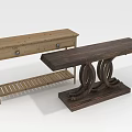 Light And Dark Wooden Console Tables With Drawer Shelf And Spiral Legs Design