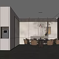 New Chinese-style Box Dining Table and Chair Combination Round Table Modern Box 3d model
