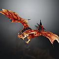 Fantasy Dragon Character And Mythical Creature With Red Orange Scaled Body Large Wings Spiked Features