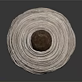 Practical Household Spool Wrapped With White Thread Neatly Coiled On Wooden Base