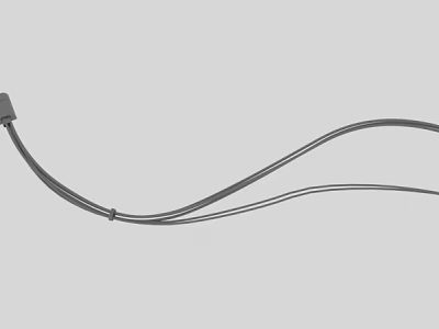 Black Wired Cable With Square Plug And Flexible Curved Design On Gray Background 3d model