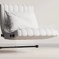 Modern White Padded Leisure Chair With Quilted Design Clear Acrylic Legs And Cushion