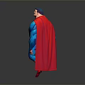 Muscular Man In Blue Superman Costume With Red Cape And Yellow Emblem